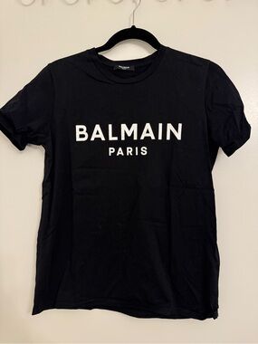 Balmain Black Tee with White Logo